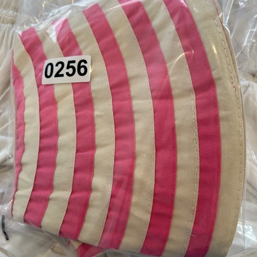 Calvin Klein Pink and Cream Striped Wide Brim Sun Hat